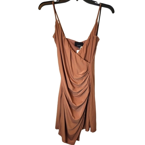 NWT Lumiere Urban Outfitters XS Silky Cocoa Ruched Dress - Picture 1 of 15